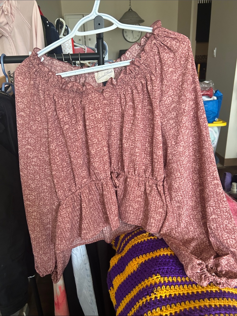 Universal Thread Dusty Rose Floral Peasant Blouse